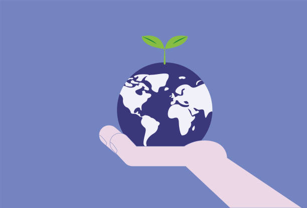 holding the earth with hands, environmental protection concept illustration - 智慧農(nóng)業(yè) 幅插畫檔、美工圖案、卡通及圖標